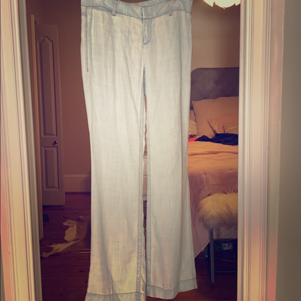 Pants, wide leg, lightweight denim
